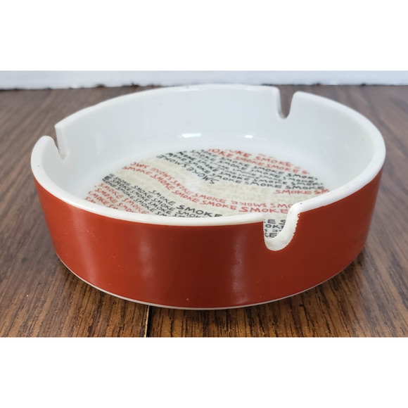 Vintage 1980's Smoking Red and White Smokes 5 Inch Ceramic 3 Slot Ashtray - Picture 4 of 7